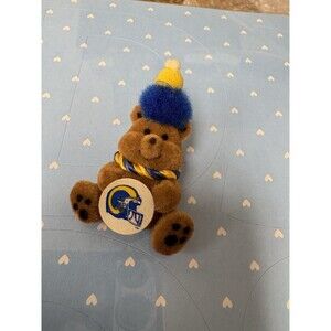 Vintage Karanne Fuzzy Teadybear St Louis/Los Angeles Rams Lapel/Hat Pin 1980’s